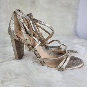 Jewel Badgley Mischka Women's Devorah Heeled Sandal Size 8 M Gold Glitter